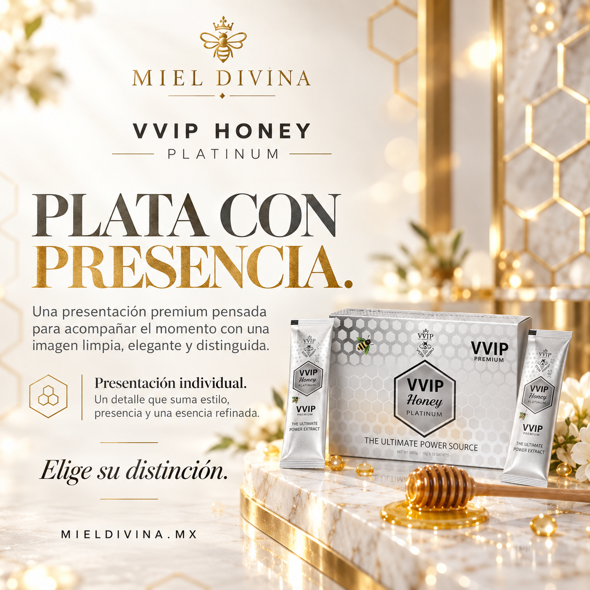 VVIP Honey Platinum — 12 sobres de 20 g
