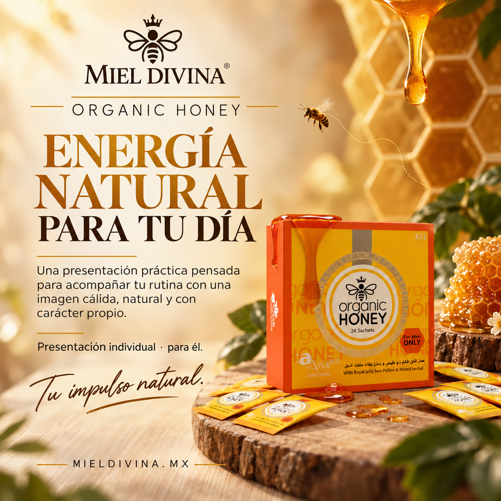 Miel Divina | Orgánica Pura 24 Sobres 10g | Energía y Vitalidad Natural