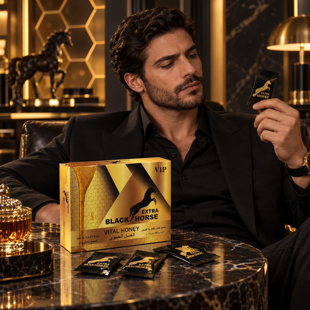 Miel Divina | Caballo Negro Extra VIP 48 Sobres 10g | Miel Artesanal con Extractos Herbales Naturales