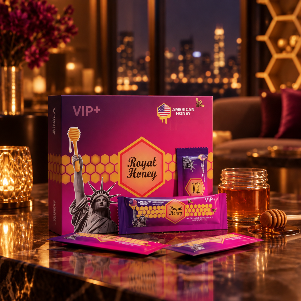 American Royal Honey VIP+ — 12 sobres de 20 g