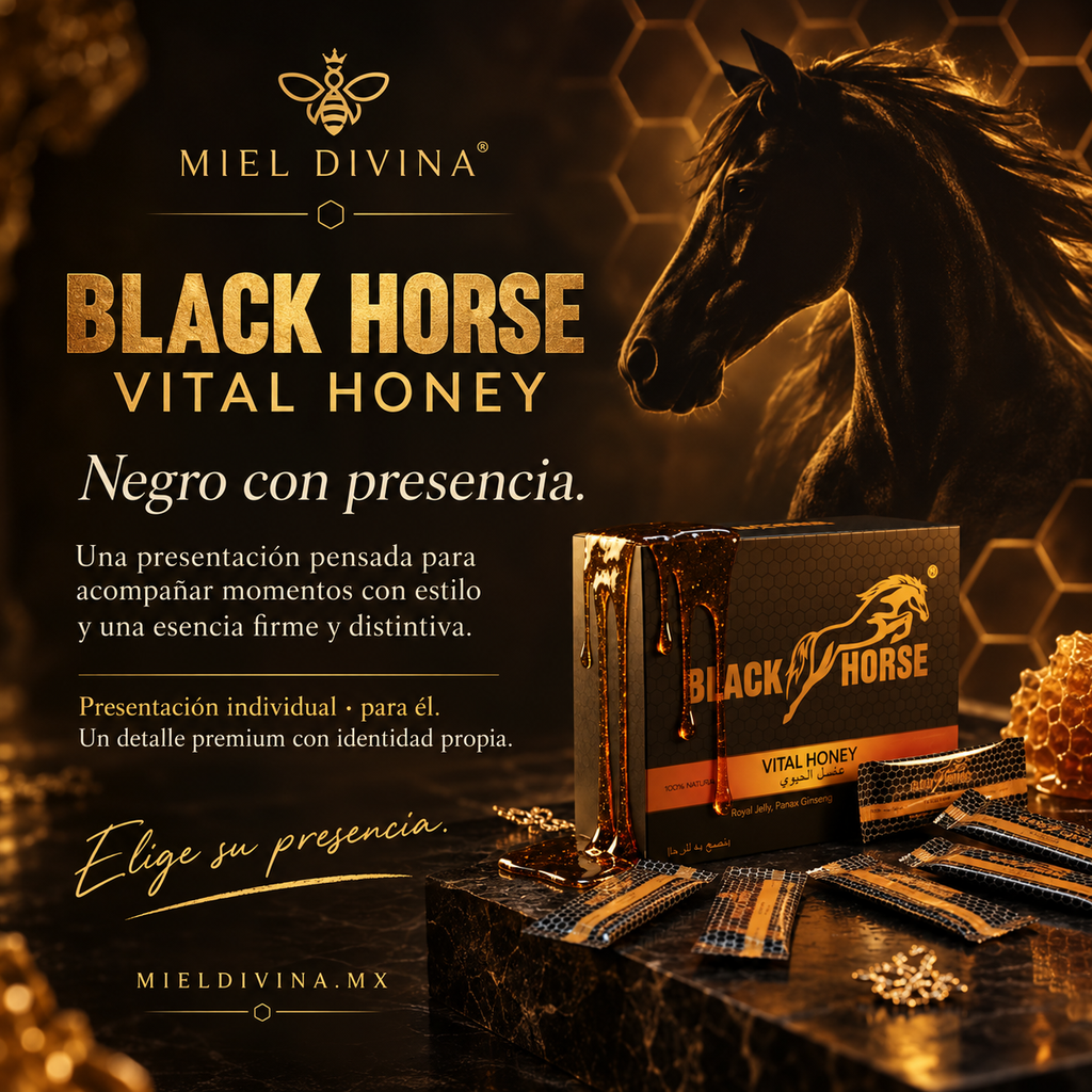 Miel Divina | Caballo Negro Vital 24 Sobres 10g | Miel Natural con Extractos Herbales